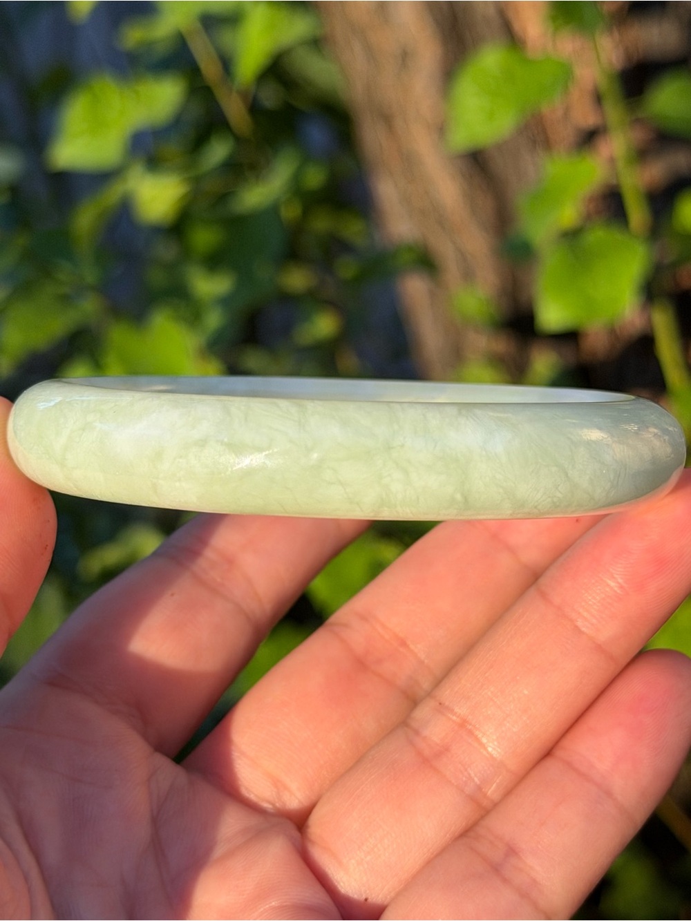 65.5mm Inner Diameter Light Green Jade Bangle Bracelet 1977